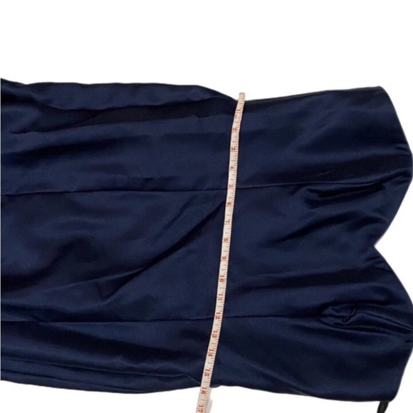 ALFRED SUNG Midnight Blue Strapless Satin Gown D759 Sz 12 From Nordstroms $250 - Picture 11 of 12